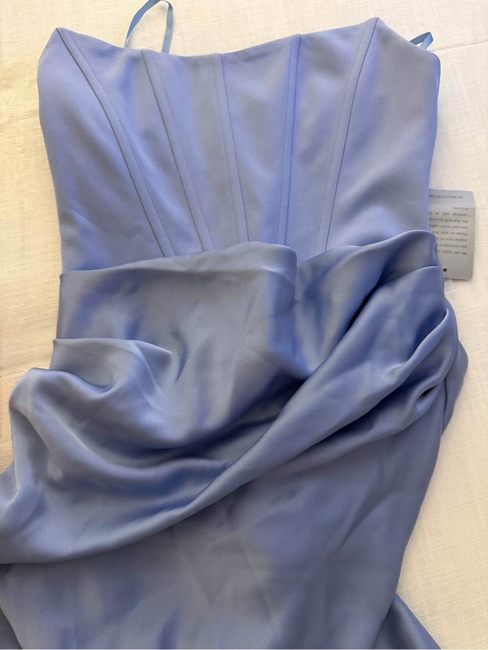 Betsy & Adam Strapless Ruched Scuba Gown Periwinkle Blue Formal Dress Size 4 NWT - Picture 7 of 11